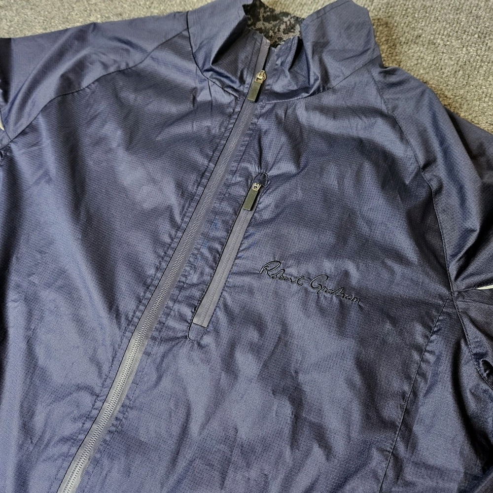Robert Graham Mens‎ Derek Classic Windbreaker Mesh Lined Size Large Blue